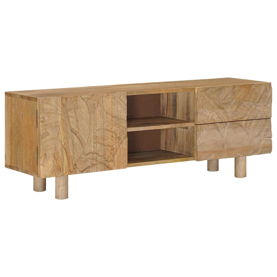 vidaXL TV-kast 110 x 30 x 40 cm Massief Mango Hout en Geengineerd Hout afbeelding 1