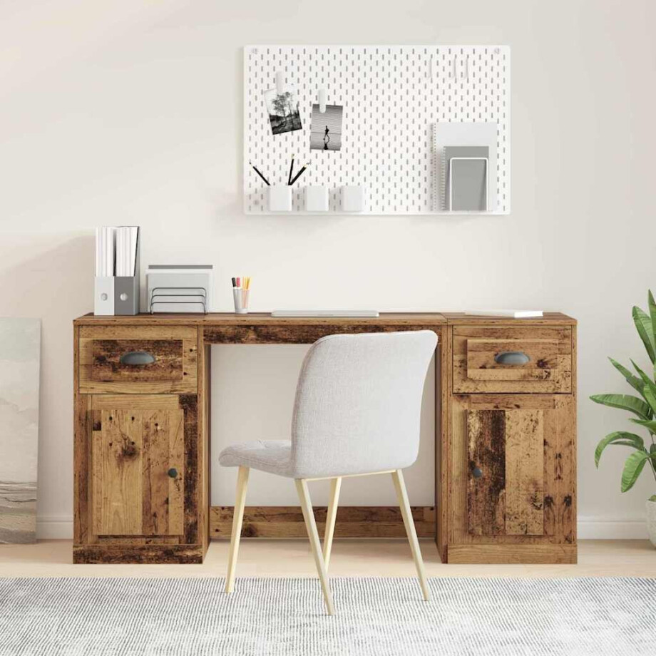 vidaXL Bureau met kast Oud Hout 154,5 x 50 x 75 cm Bewerkt hout vidaXL Bureau met kast Oud Hout 154,5 x 50 x 75 cm Bewerkt hout afbeelding 1
