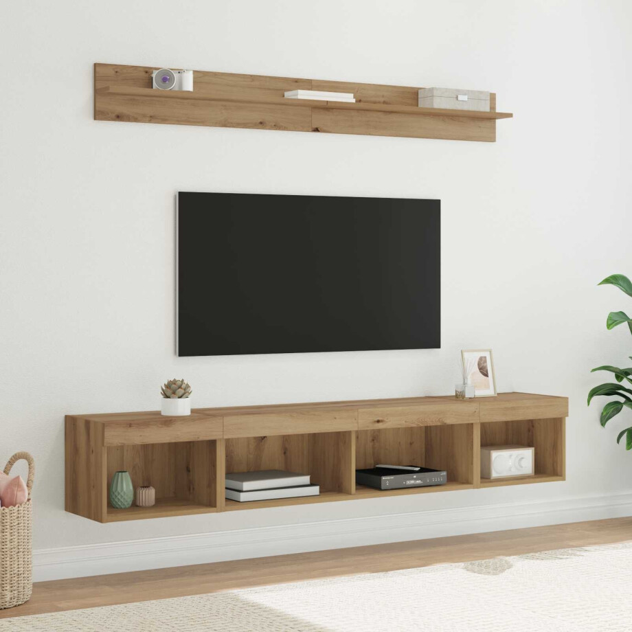 vidaXL TV Wandkast Set met LED 5 pcs Artisan Eiken Bewerkt hout afbeelding 1