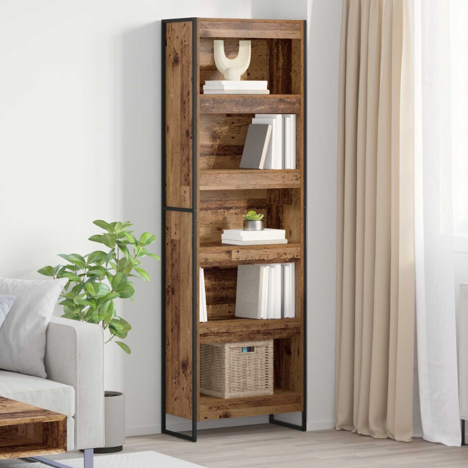 vidaXL Boekenkast 2 pcs Oud Hout 60 x 30 x 189,5 cm Bewerkt hout afbeelding 1