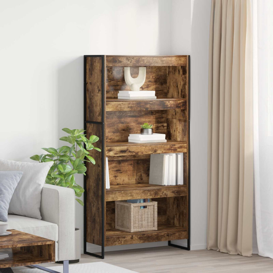 vidaXL Boekenkast 2 pcs Rook Eik 80 x 30 x 155 cm Bewerkt hout afbeelding 1