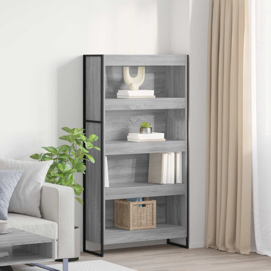 vidaXL Boekenkast 2 pcs Grijs Sonoma 80 x 30 x 155 cm Bewerkt hout afbeelding 1