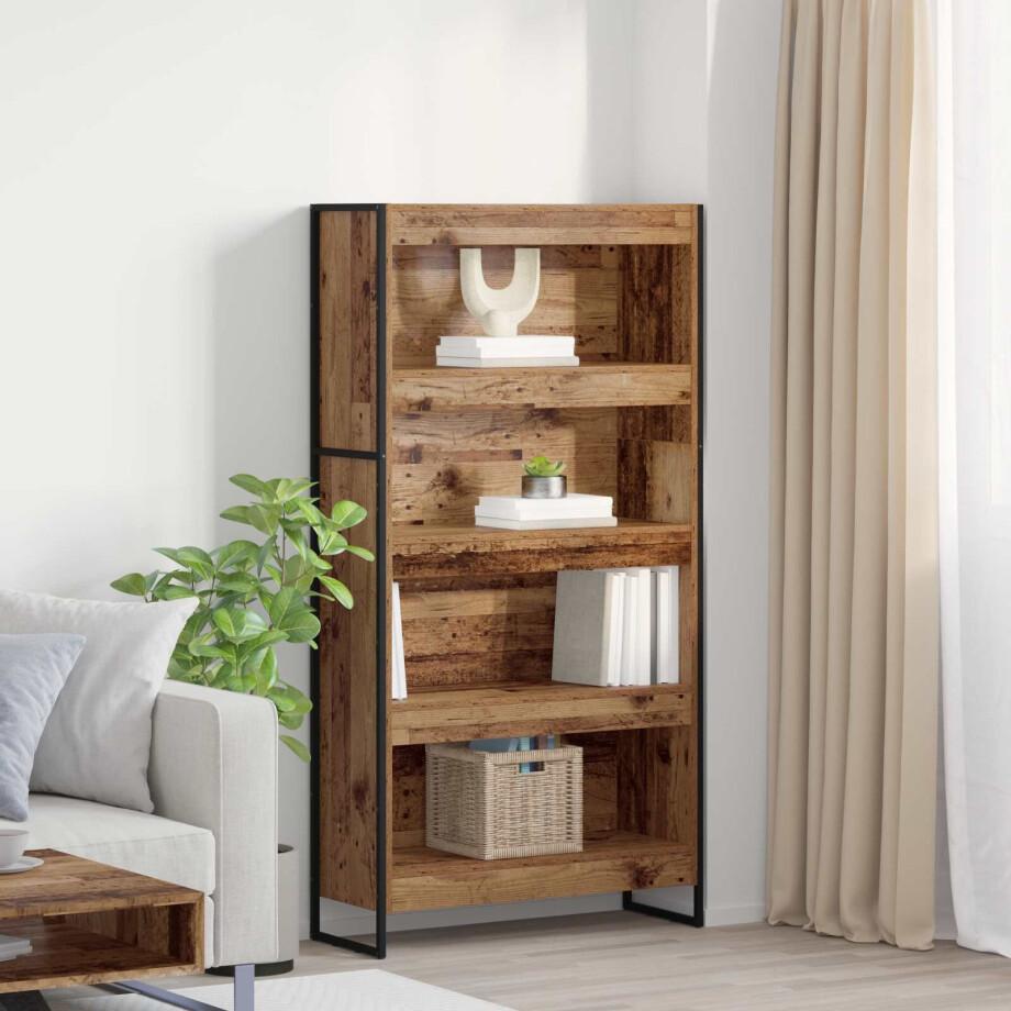 vidaXL Boekenkast 2 pcs Oud Hout 80 x 30 x 155 cm Bewerkt hout afbeelding 1