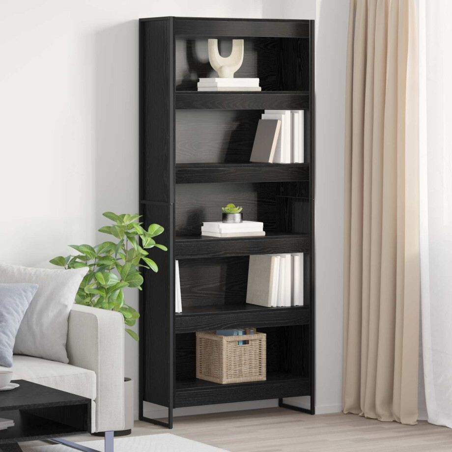 vidaXL Boekenkast 2 pcs Zwart Eiken 80 x 30 x 189,5 cm Bewerkt hout afbeelding 1