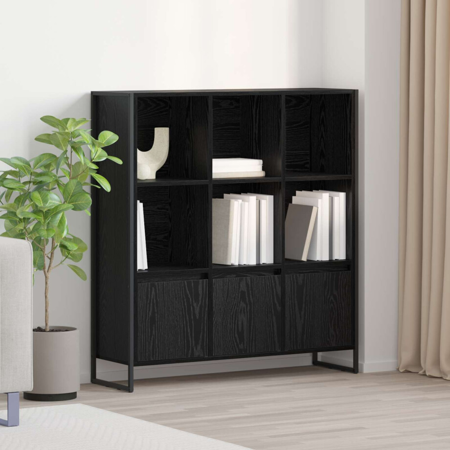 vidaXL Boekenkast 2 pcs Zwart Eiken 99,5 x 30 x 108 cm Bewerkt hout afbeelding 1