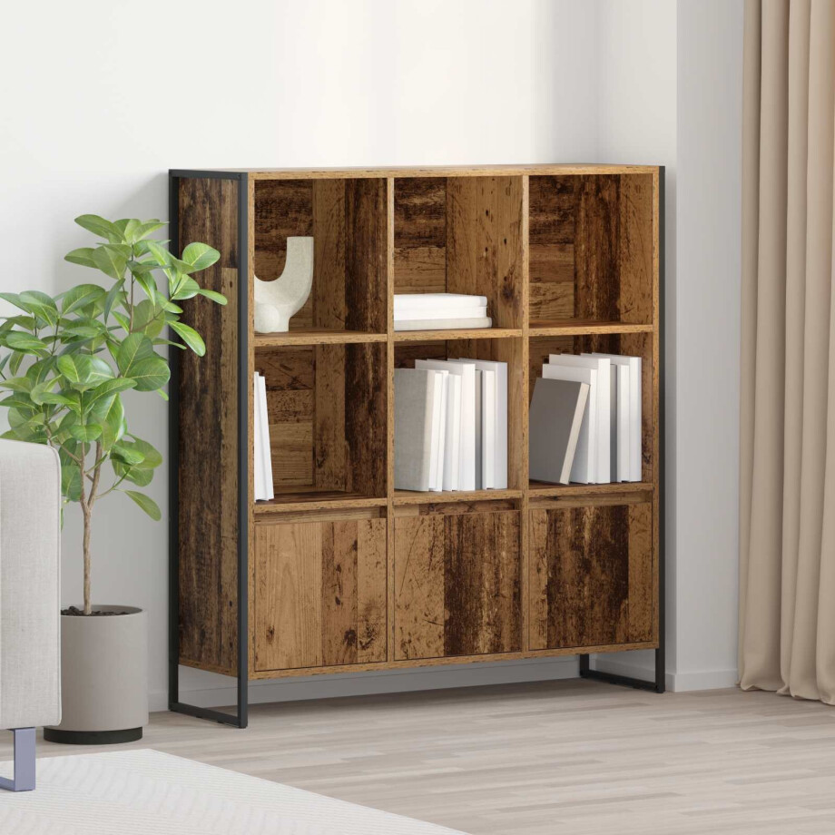 vidaXL Boekenkast 2 pcs Oud Hout 99,5 x 30 x 108 cm Bewerkt hout afbeelding 1