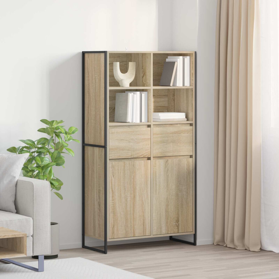 vidaXL Dressoir met lade 2 pcs Sonoma 81 x 36 x 150.5 cm Bewerkt hout afbeelding 1