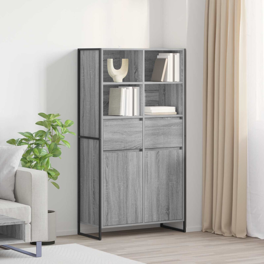 vidaXL Dressoir 2 pcs Grijs Sonoma 81 x 36 x 150.5 cm Bewerkt hout afbeelding 1
