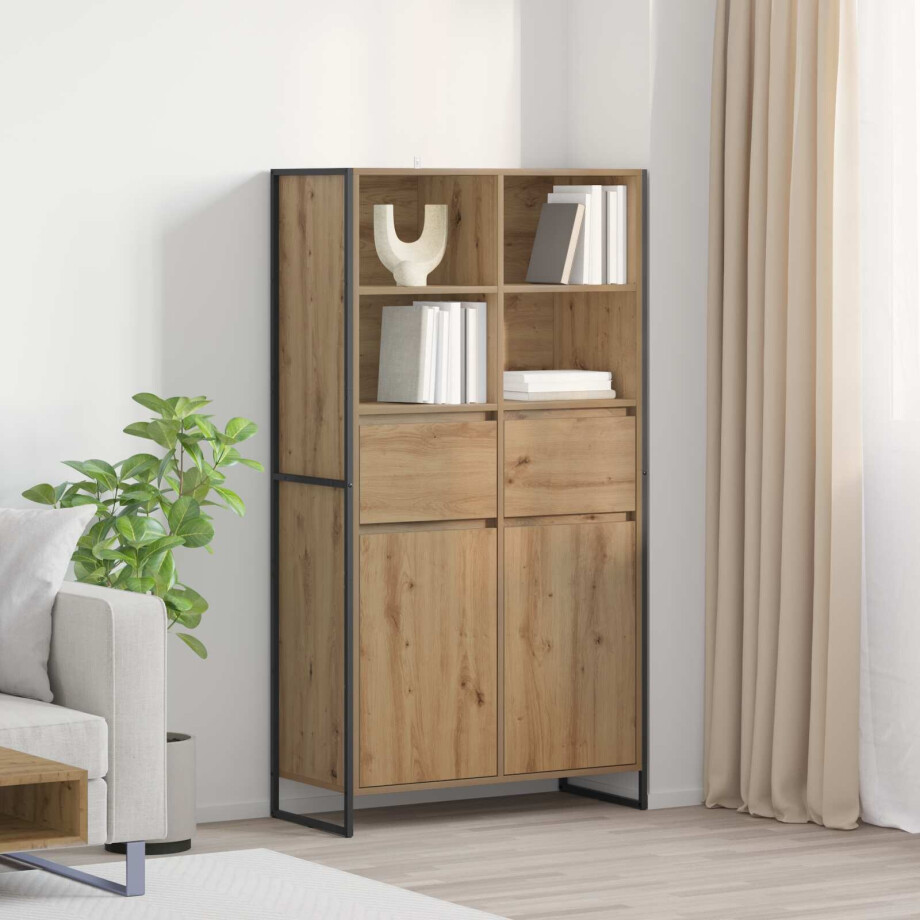 vidaXL Dressoir met lade 2 pcs Ambachtelijk eiken 81 x 36 x 150.5 cm afbeelding 1