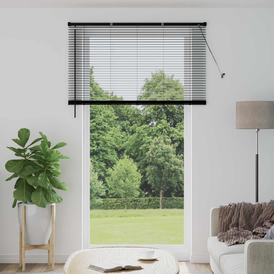 vidaXL Jaloezie Zwart 213 x 130 cm 25 mm PVC afbeelding 1