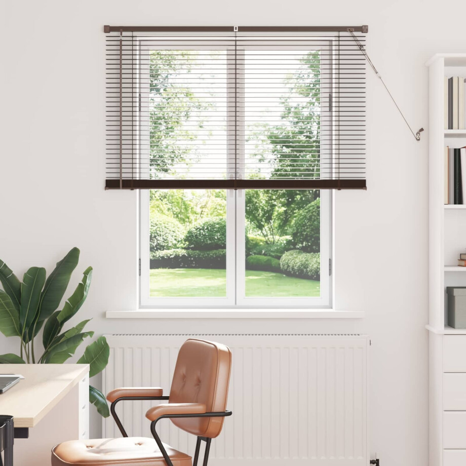 vidaXL Jaloezie Donkerbruin met Patroon 150 x 110 cm 25 mm PVC afbeelding 1