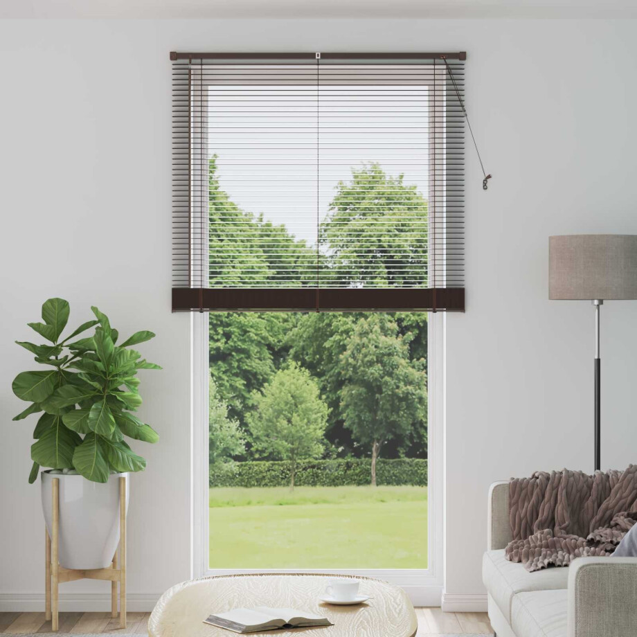 vidaXL Jaloezie Donkerbruin met Patroon 213 x 110 cm 25 mm PVC vidaXL Jaloezie Donkerbruin met Patroon 213 x 110 cm 25 mm PVC afbeelding 1