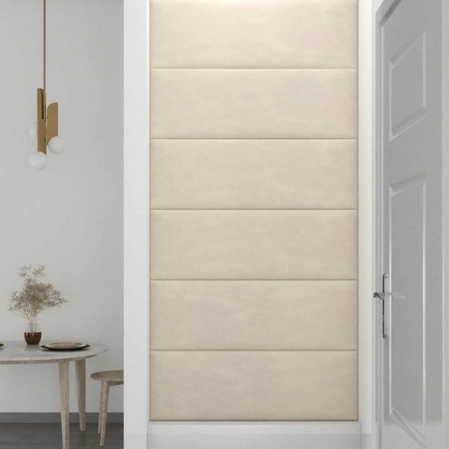 vidaXL Wandhoofdbord 12 st Crèmekleurig Fluweel vidaXL Wandhoofdbord 12 st Crèmekleurig Fluweel afbeelding 1