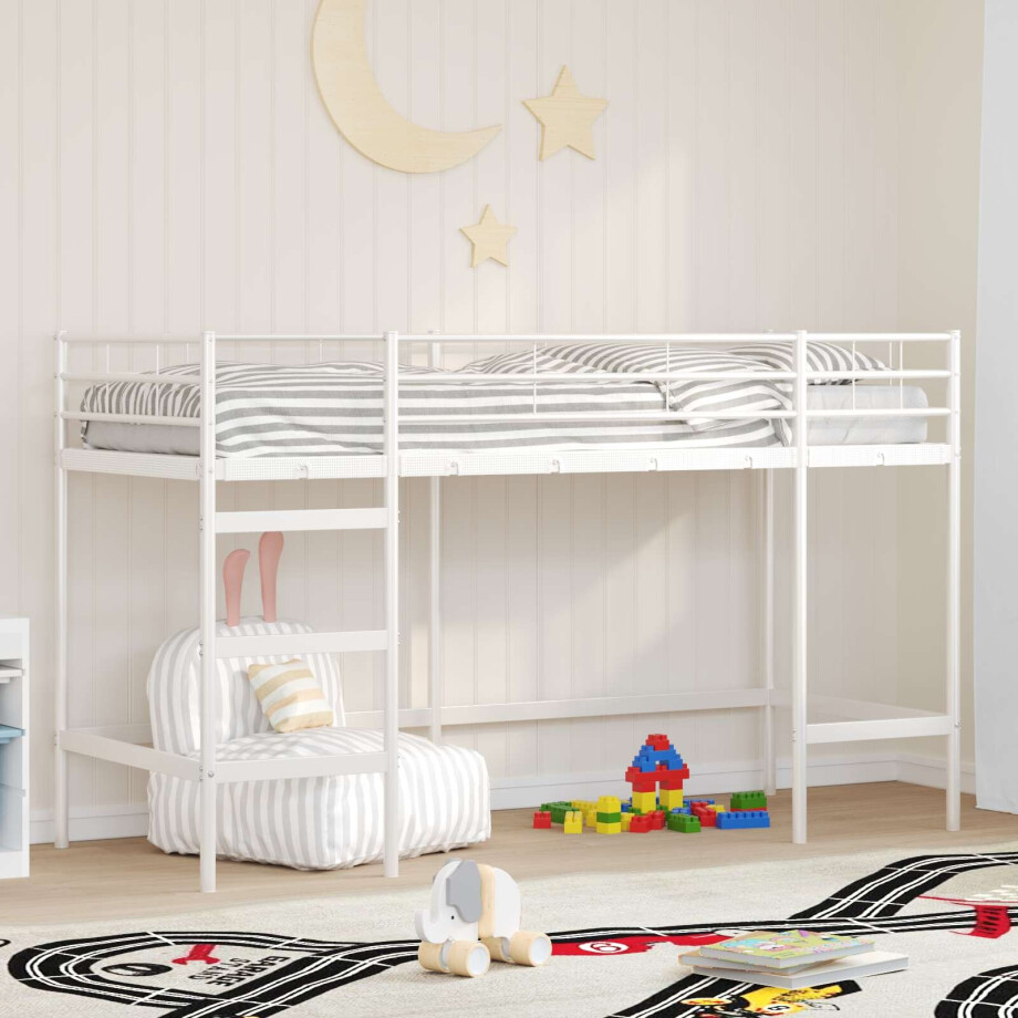 vidaXL Loftbed voor Kids Wit 74,5 x 190 cm Staal afbeelding 1