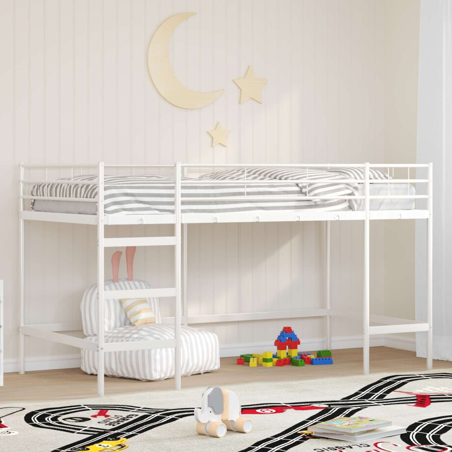 vidaXL Loftbed voor Kids Wit 107 x 200 cm Staal afbeelding 1