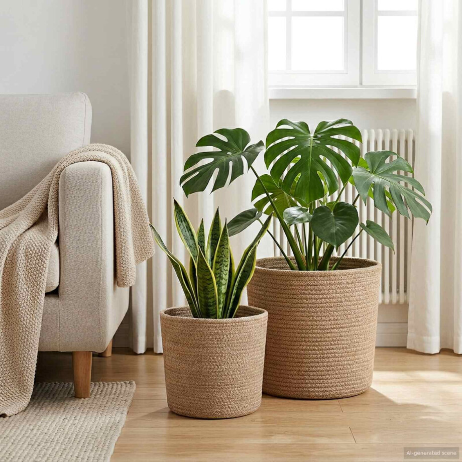 vidaXL Plantenpot Set 2 pcs Naturel Ø 28 x 28 cm 100% Tossa Jute afbeelding 1