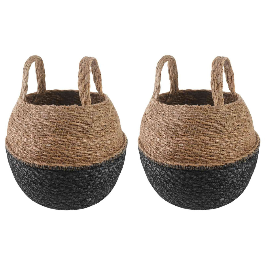 vidaXL Plantenpot met handvatten 2 pcs Zwart Ø 22 x 20 cm 100% Zeegras vidaXL Plantenpot met handvatten 2 pcs Zwart Ø 22 x 20 cm 100% Zeegras afbeelding 1