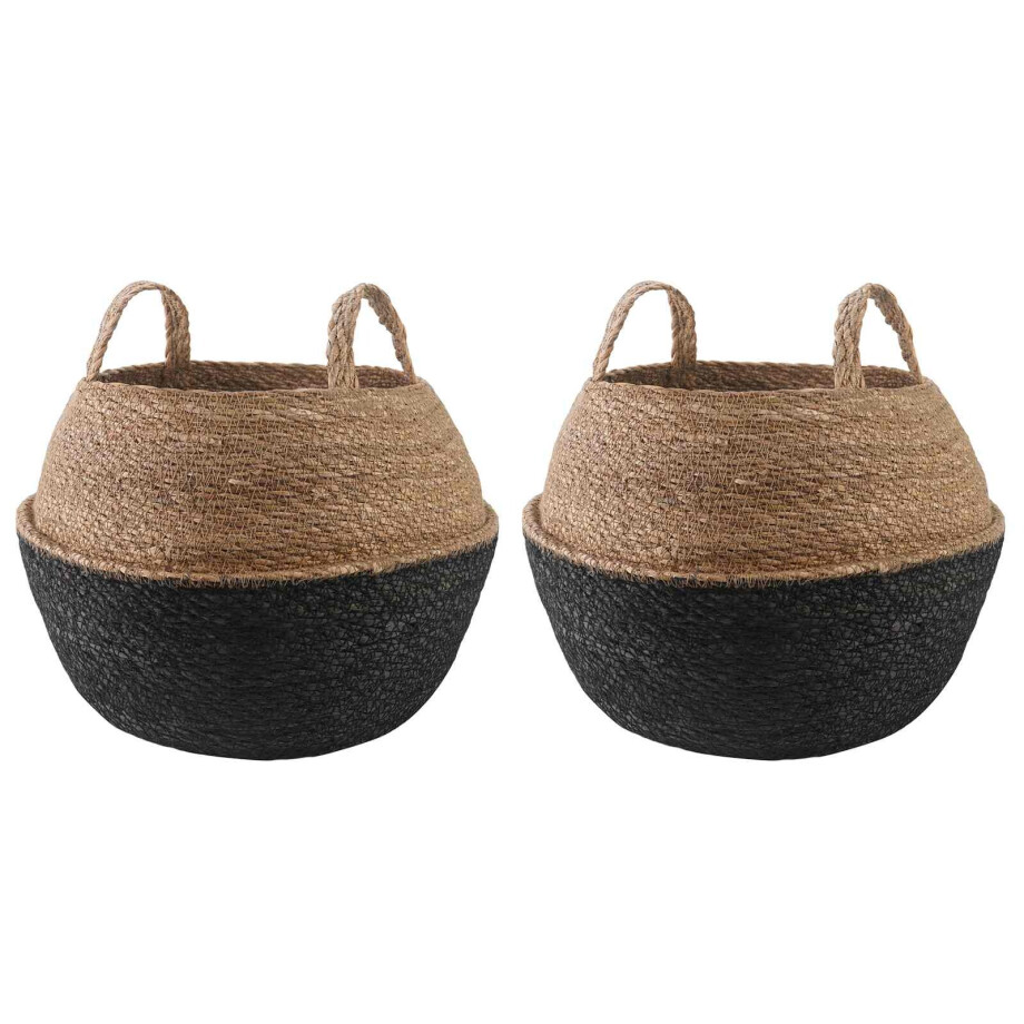 vidaXL Plantenpot met handvatten 2 pcs Zwart Ø 45 x 36 cm 100% Zeegras vidaXL Plantenpot met handvatten 2 pcs Zwart Ø 45 x 36 cm 100% Zeegras afbeelding 1
