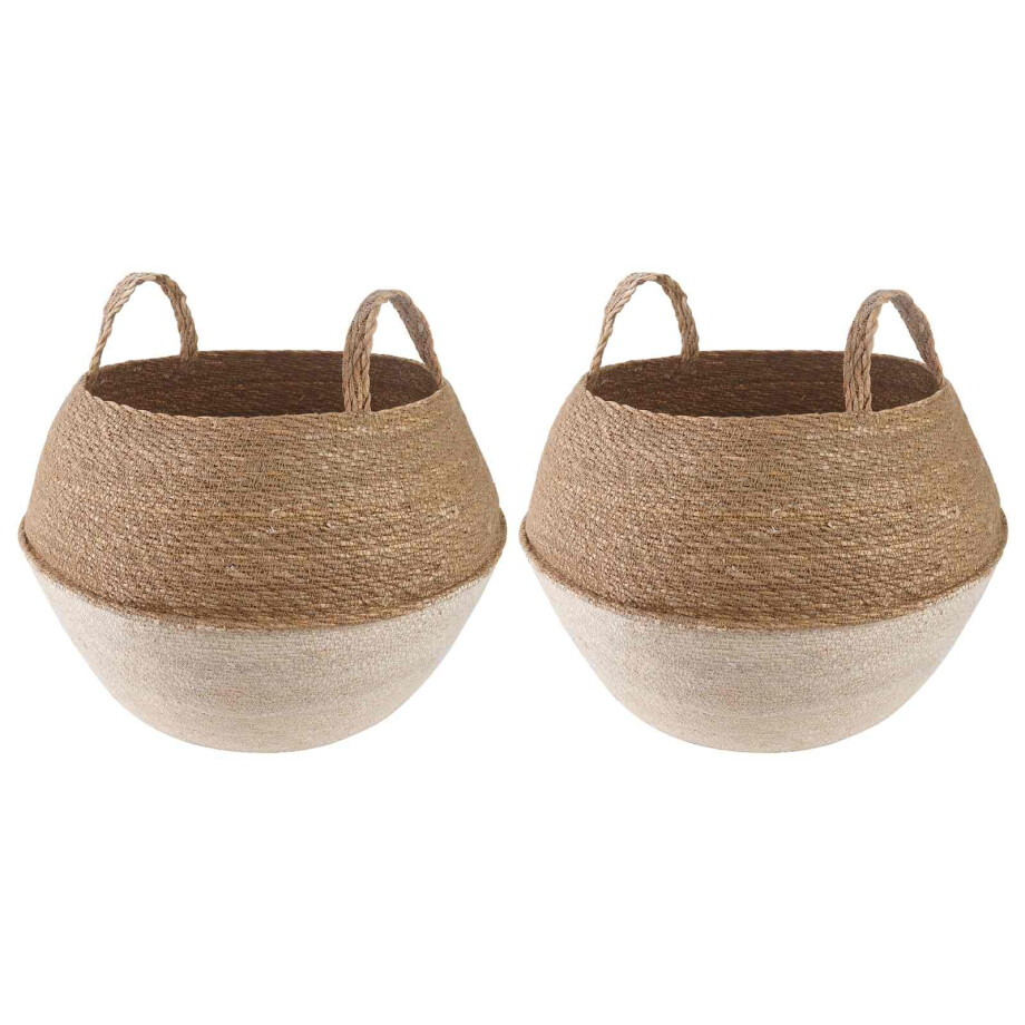 vidaXL Plantenpot met handvatten 2 pcs Wit Ø 45 x 36 cm 100% Zeegras vidaXL Plantenpot met handvatten 2 pcs Wit Ø 45 x 36 cm 100% Zeegras afbeelding 1
