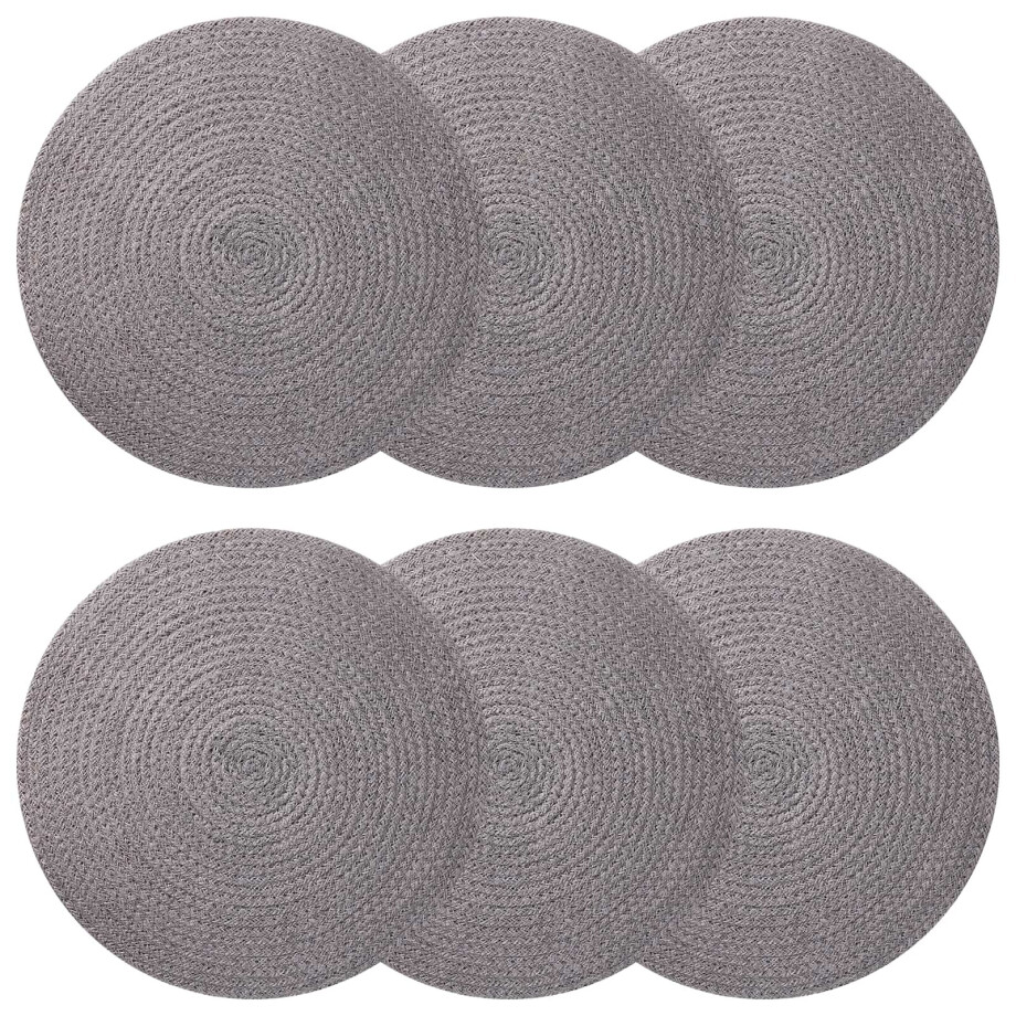 vidaXL Jute placematten 6 st Grijs 100% Tossa Jute vidaXL Jute placematten 6 st Grijs 100% Tossa Jute afbeelding 1