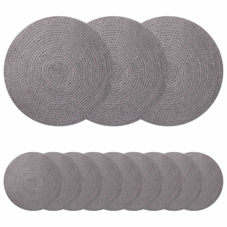 vidaXL Jute placematten 12 st Grijs 100% Tossa Jute vidaXL Jute placematten 12 st Grijs 100% Tossa Jute afbeelding 1