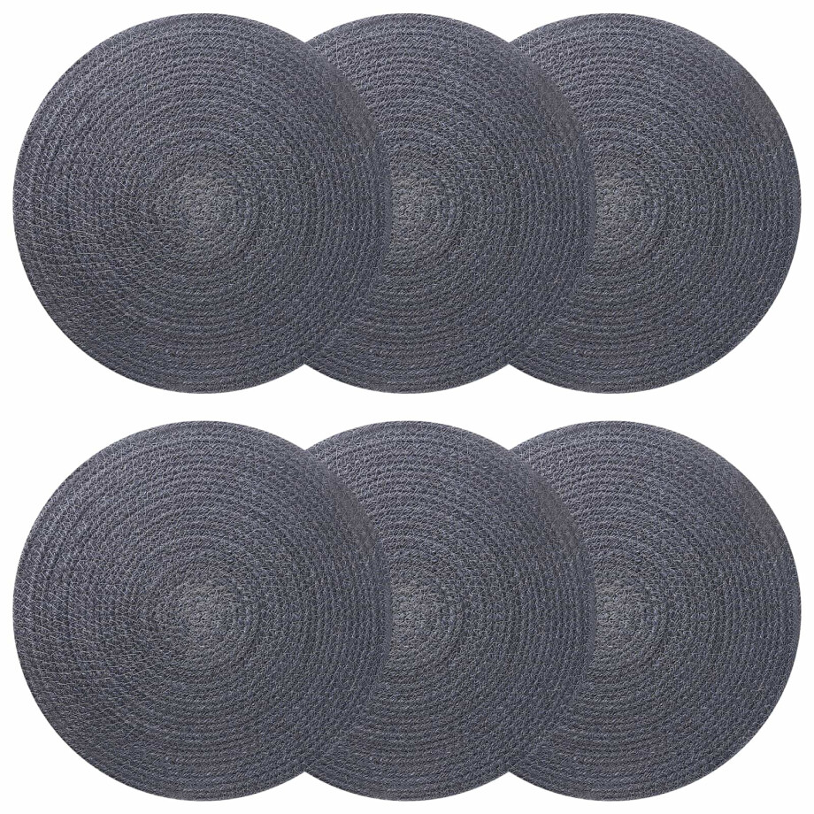 vidaXL Jute placematten 6 st Donkergrijs 100% Tossa Jute vidaXL Jute placematten 6 st Donkergrijs 100% Tossa Jute afbeelding 1
