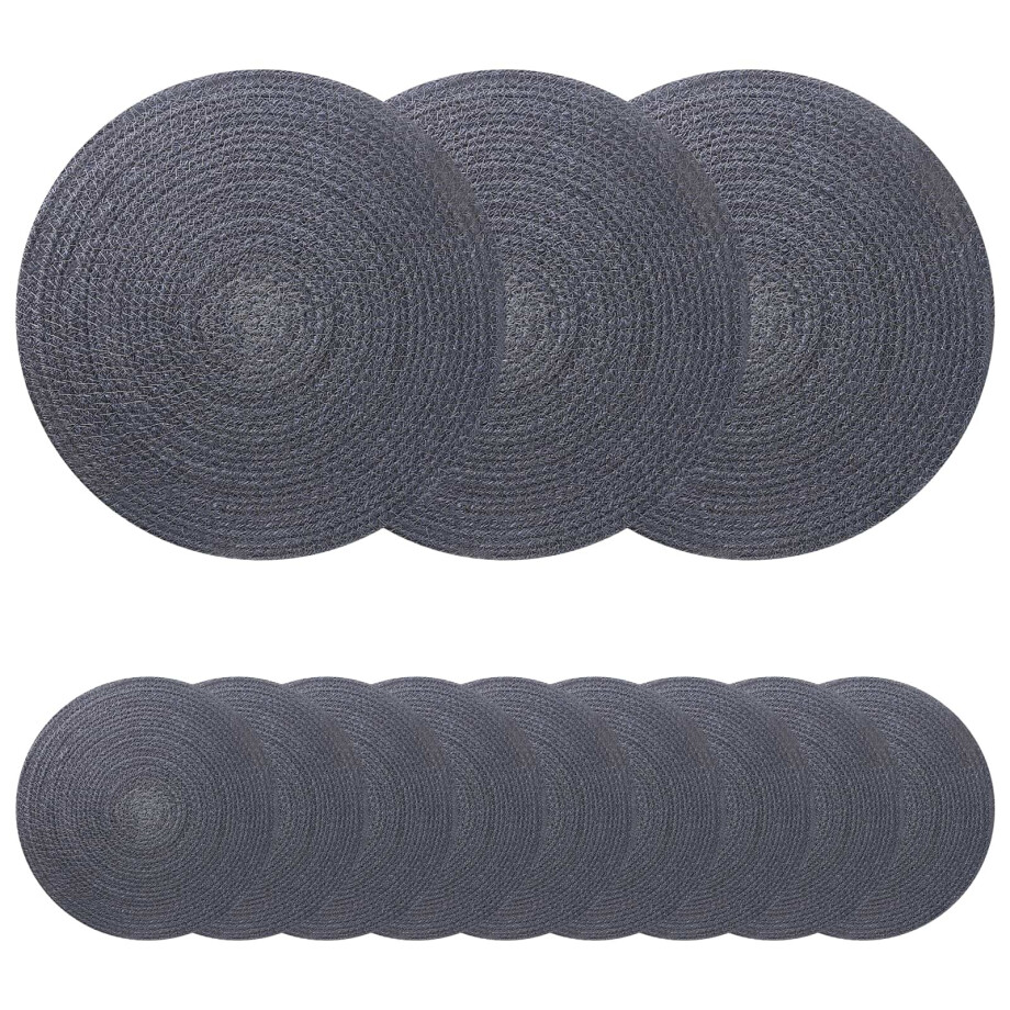 vidaXL Jute placematten 12 st Donkergrijs 100% Tossa Jute afbeelding 1
