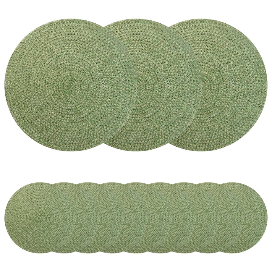 vidaXL Jute placematten 12 st Olijfgroen 100% Tossa Jute vidaXL Jute placematten 12 st Olijfgroen 100% Tossa Jute afbeelding 1