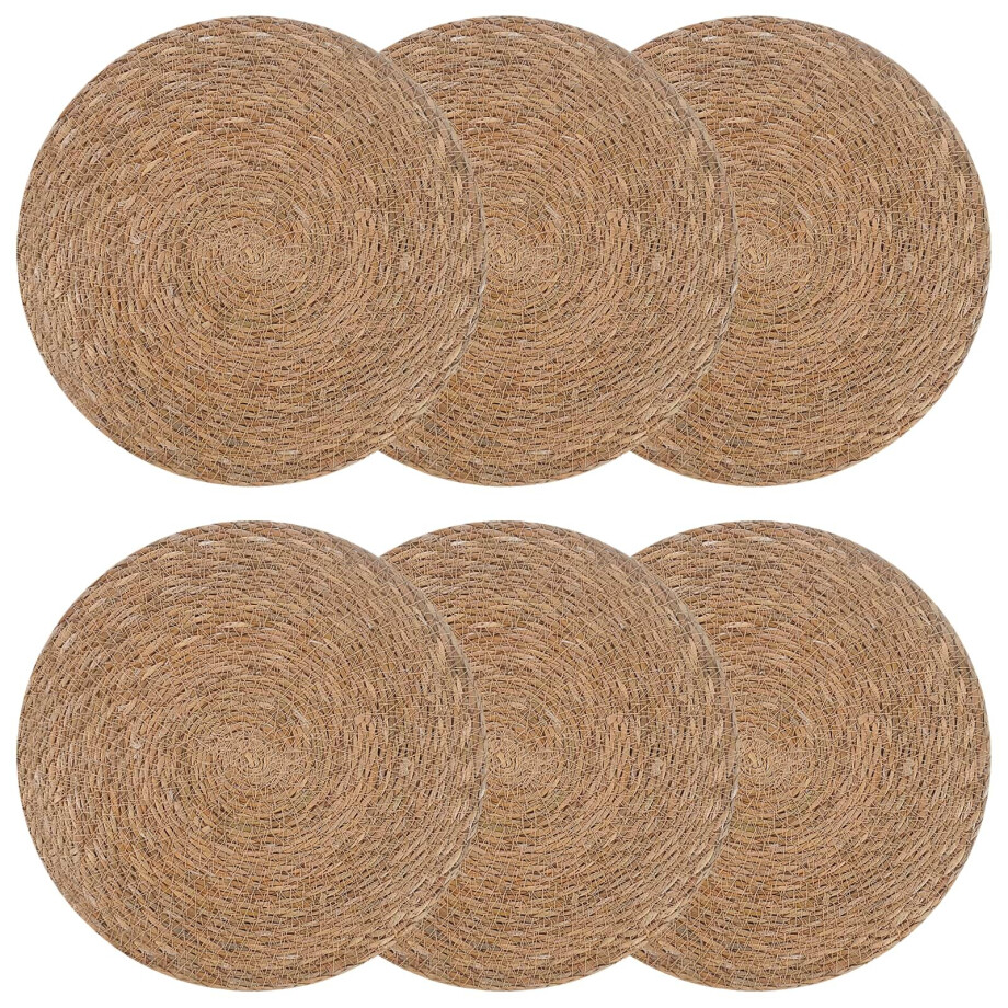 vidaXL Zeegroene placemats 6 st Naturel 100% Zeegras afbeelding 1