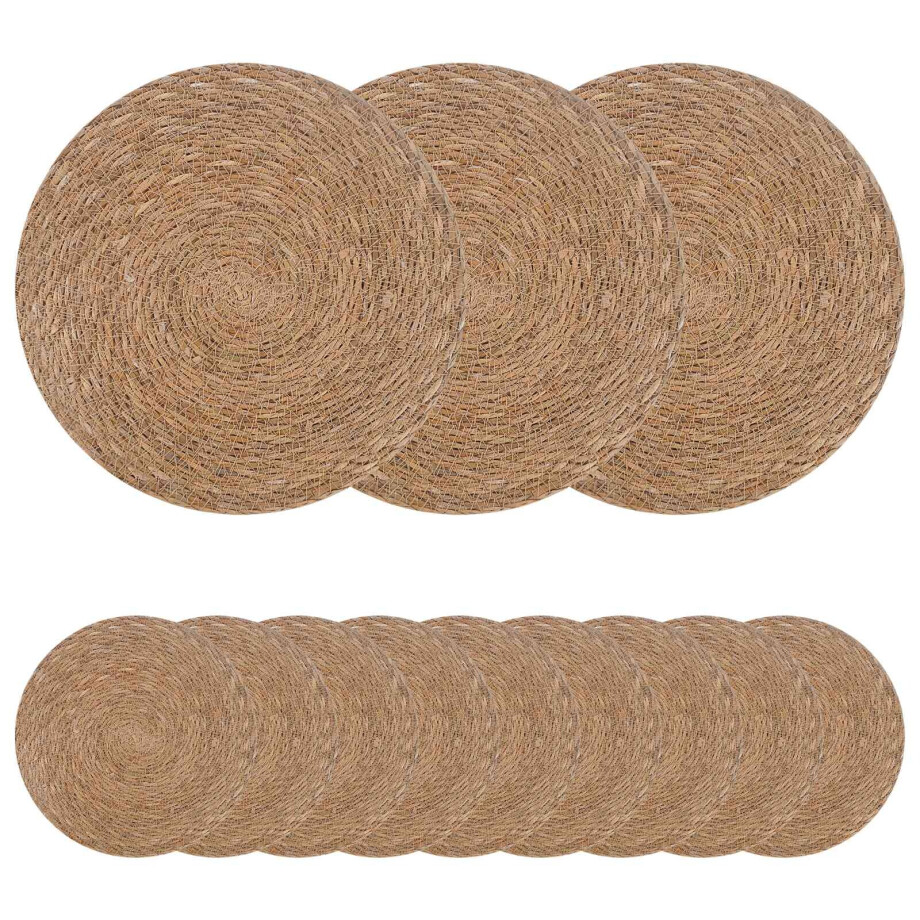 vidaXL Zeegroene placemats 12 st Naturel 100% Zeegras afbeelding 1