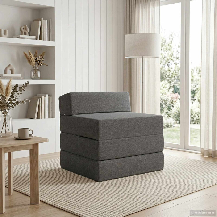 vidaXL Opvouwbare slaapbank Lichtgrijs 70 x 60 x 63 cm Stof afbeelding 1