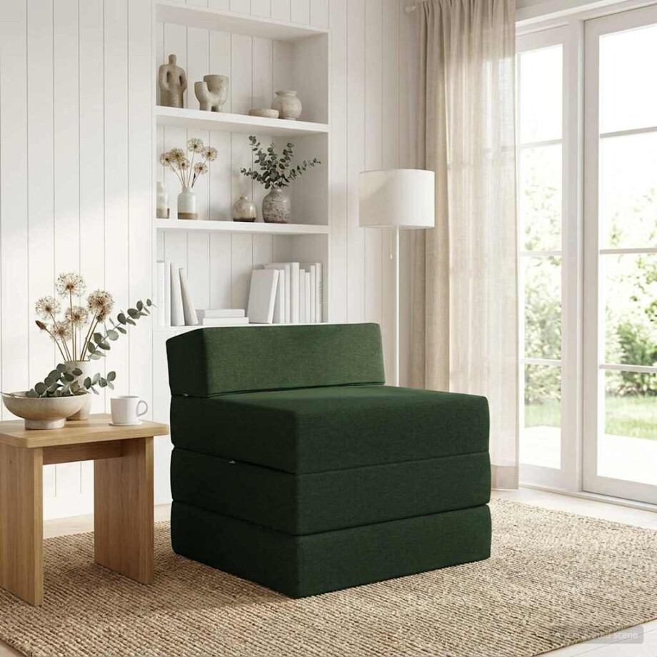 vidaXL Vouwbare Bankbed Donkergroen 200 x 70 x 15 cm Stof afbeelding 1
