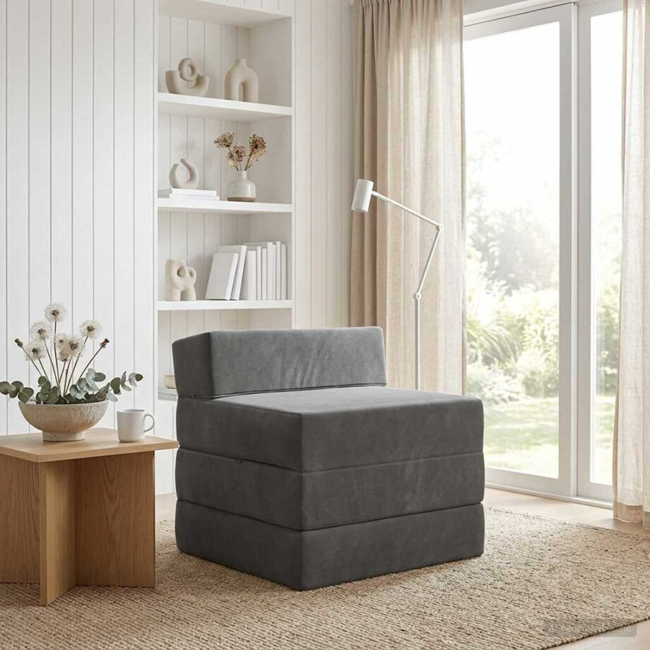 vidaXL Vouwbare Bankbed Donkergrijs 200 x 70 x 15 cm Fluweel vidaXL Vouwbare Bankbed Donkergrijs 200 x 70 x 15 cm Fluweel afbeelding 1