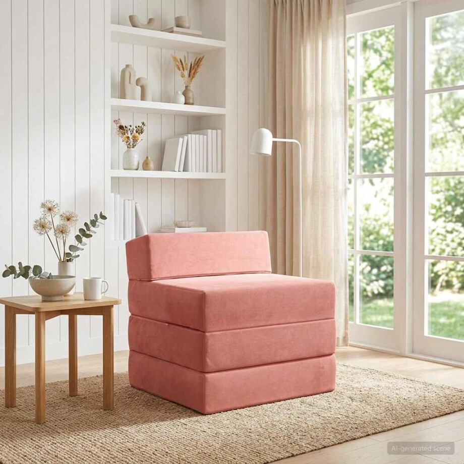 vidaXL Vouwbare Bankbed Roze 200 x 70 x 15 cm Fluweel vidaXL Vouwbare Bankbed Roze 200 x 70 x 15 cm Fluweel afbeelding 1