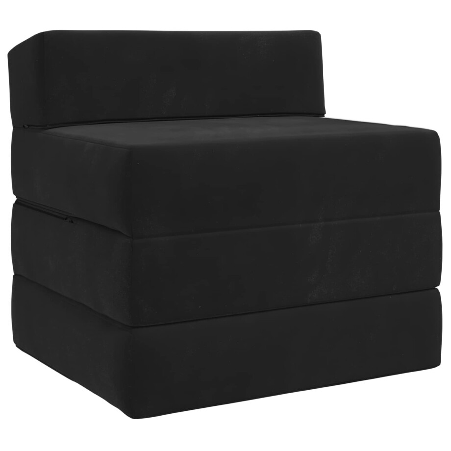 vidaXL Vouwbare Bankbed Zwart 200 x 70 x 15 cm Fluweel afbeelding 1