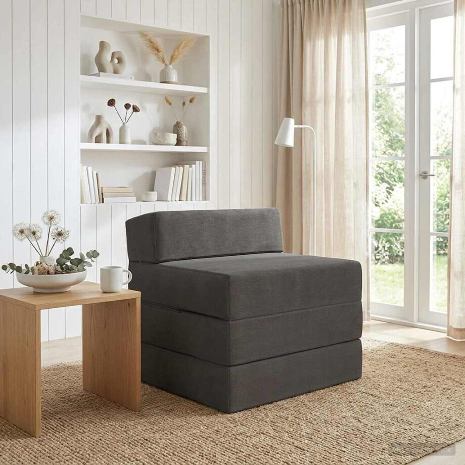 vidaXL Vouwbare Bankbed Donkergrijs 200 x 70 x 15 cm Katoen Stof vidaXL Vouwbare Bankbed Donkergrijs 200 x 70 x 15 cm Katoen Stof afbeelding 1