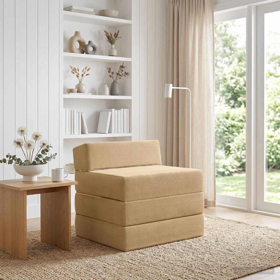 vidaXL Vouwbare Bankbed Lichtgroen Grijs 200 x 70 x 15 cm Katoen Stof afbeelding 1