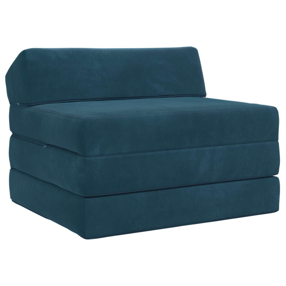vidaXL Vouwbare Bankbed Blauw 200 x 70 x 10 cm Fluweel vidaXL Vouwbare Bankbed Blauw 200 x 70 x 10 cm Fluweel afbeelding 1