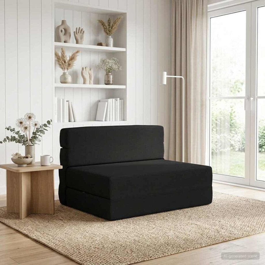 vidaXL Vouwbare Bankbed Zwart 70 x 72 x 60 cm Stof vidaXL Vouwbare Bankbed Zwart 70 x 72 x 60 cm Stof afbeelding 1