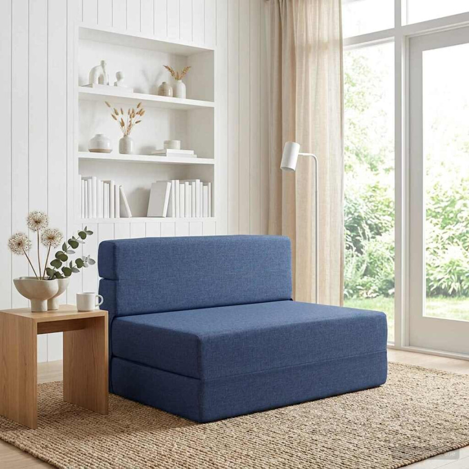 vidaXL Vouwbare Bankbed Blauw 70 x 72 x 60 cm Stof vidaXL Vouwbare Bankbed Blauw 70 x 72 x 60 cm Stof afbeelding 1