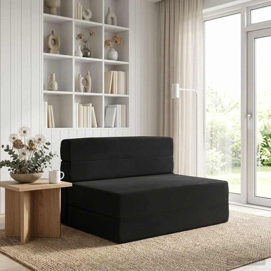 vidaXL Vouwbare Bankbed Zwart 70 x 72 x 60 cm Stof vidaXL Vouwbare Bankbed Zwart 70 x 72 x 60 cm Stof afbeelding 1