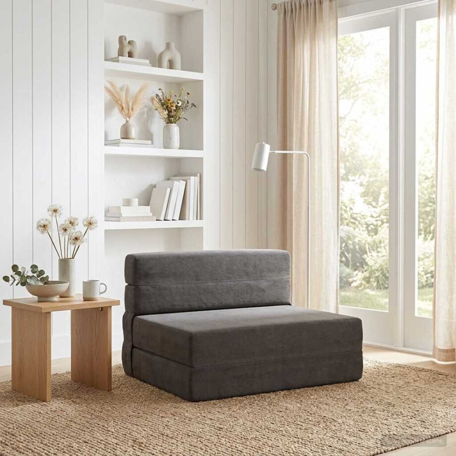vidaXL Vouwbare Bankbed Donkergrijs 70 x 72 x 60 cm Stof vidaXL Vouwbare Bankbed Donkergrijs 70 x 72 x 60 cm Stof afbeelding 1