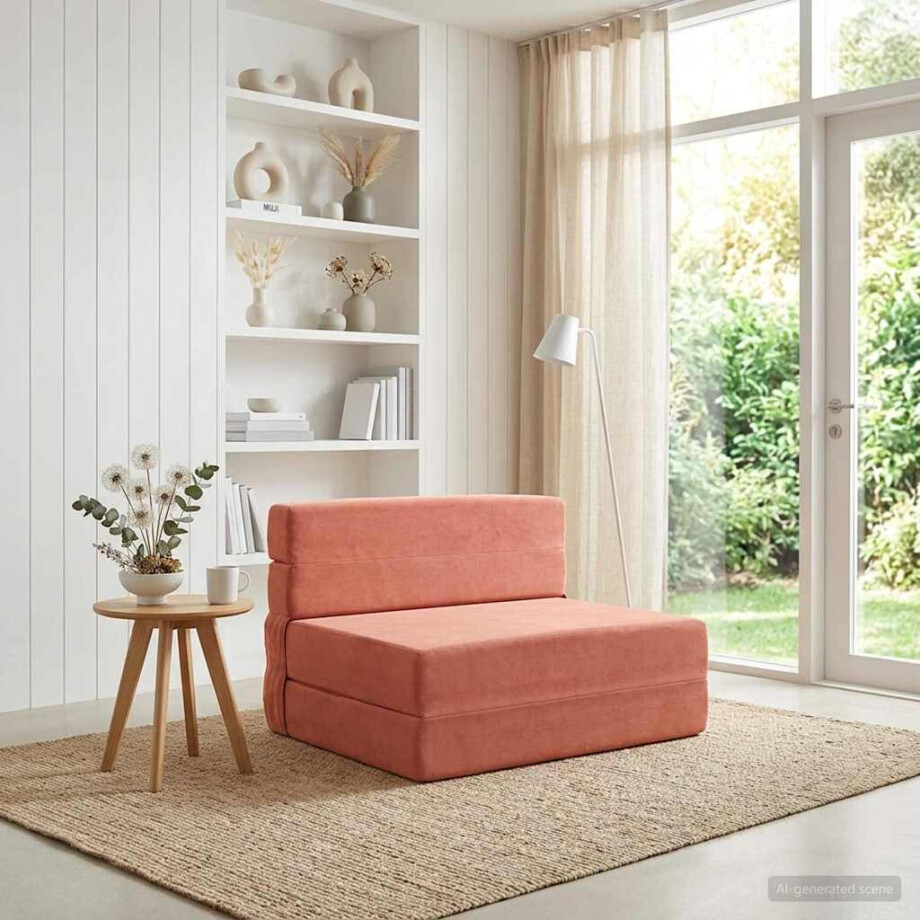 vidaXL Vouwbare Bankbed Rood-oranje 70 x 72 x 60 cm Stof vidaXL Vouwbare Bankbed Rood-oranje 70 x 72 x 60 cm Stof afbeelding 1