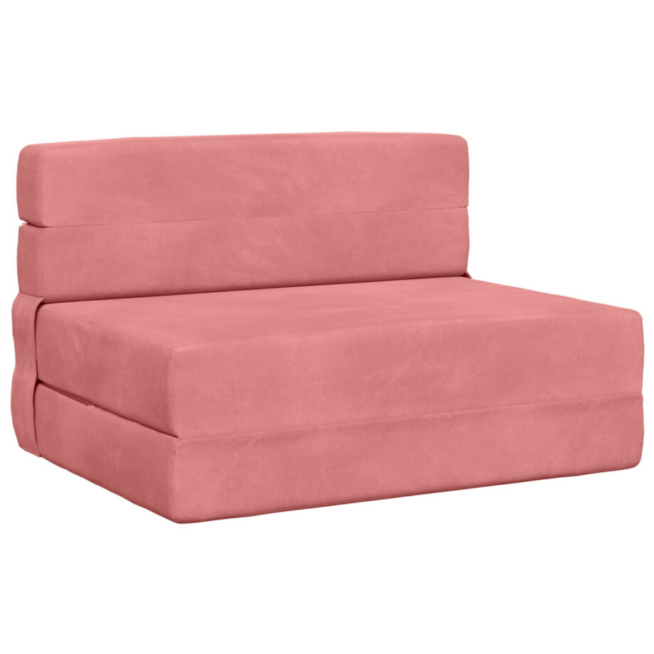 vidaXL Vouwbare Sofa Bed Matras Roze 70 x 80 x 60 cm Stof afbeelding 1