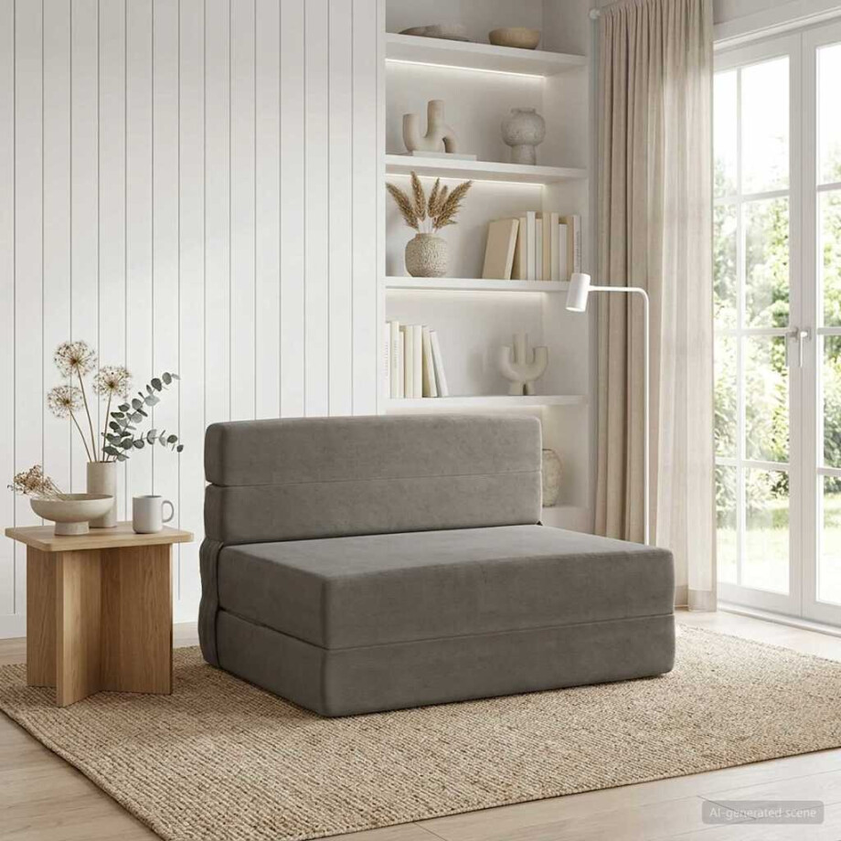 vidaXL Vouwbare Bankbed Lichtgrijs 100 x 80 x 60 cm Stof vidaXL Vouwbare Bankbed Lichtgrijs 100 x 80 x 60 cm Stof afbeelding 1