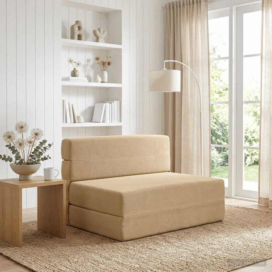 vidaXL Vouwbare Bankbed Groen Grijs 70 x 80 x 60 cm Stof afbeelding 1