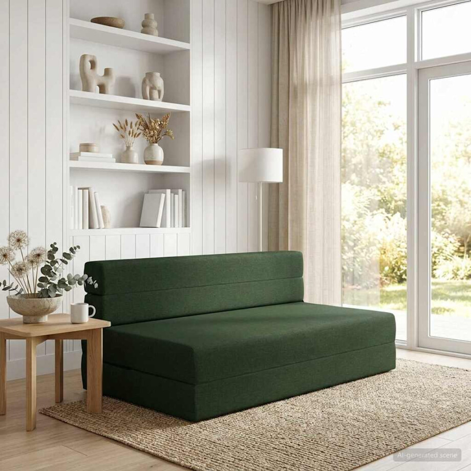 vidaXL Vouwbare Bankbed Donkergroen 152 x 86,5 x 60 cm Stof vidaXL Vouwbare Bankbed Donkergroen 152 x 86,5 x 60 cm Stof afbeelding 1