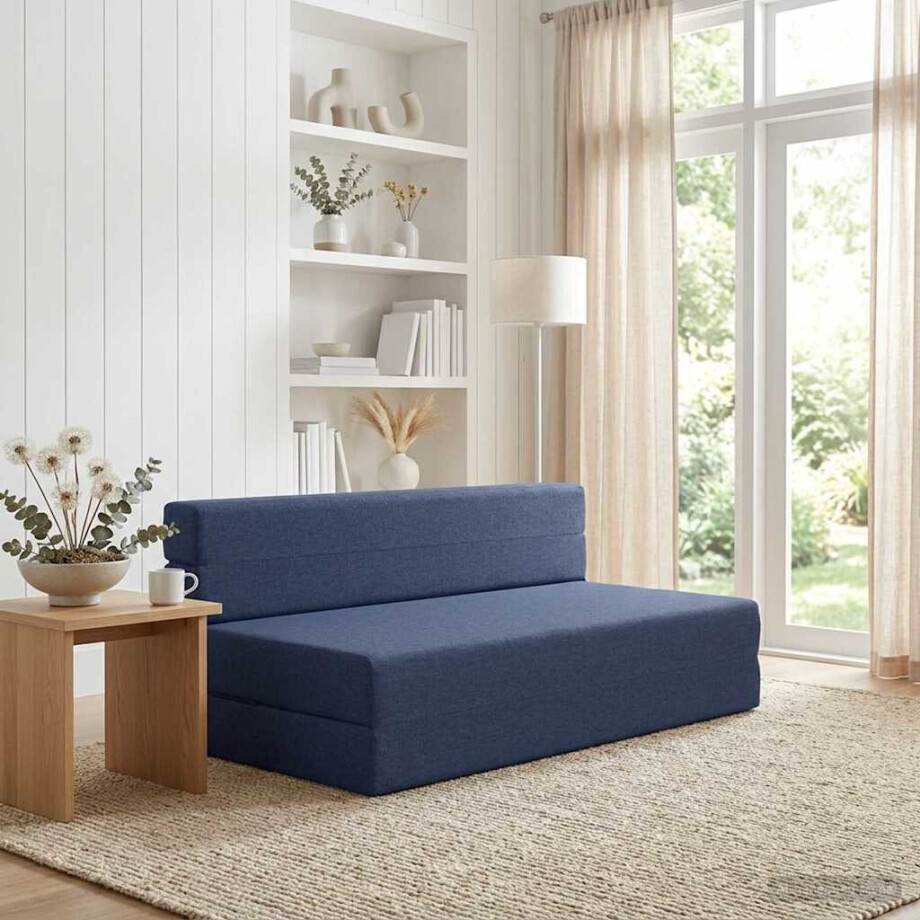 vidaXL Vouwbare Bankbed Blauw 152 x 86,5 x 60 cm Stof vidaXL Vouwbare Bankbed Blauw 152 x 86,5 x 60 cm Stof afbeelding 1