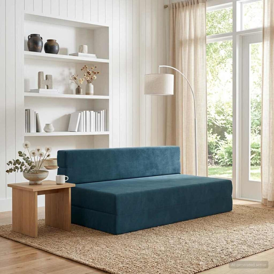 vidaXL Vouwbare Bankbed Blauw 152 x 86,5 x 60 cm Stof vidaXL Vouwbare Bankbed Blauw 152 x 86,5 x 60 cm Stof afbeelding 1