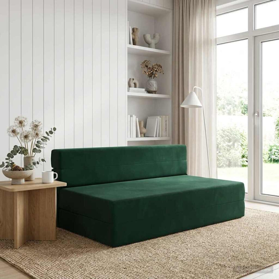 vidaXL Vouwbare Bankbed Donkergroen 152 x 86,5 x 60 cm Stof vidaXL Vouwbare Bankbed Donkergroen 152 x 86,5 x 60 cm Stof afbeelding 1